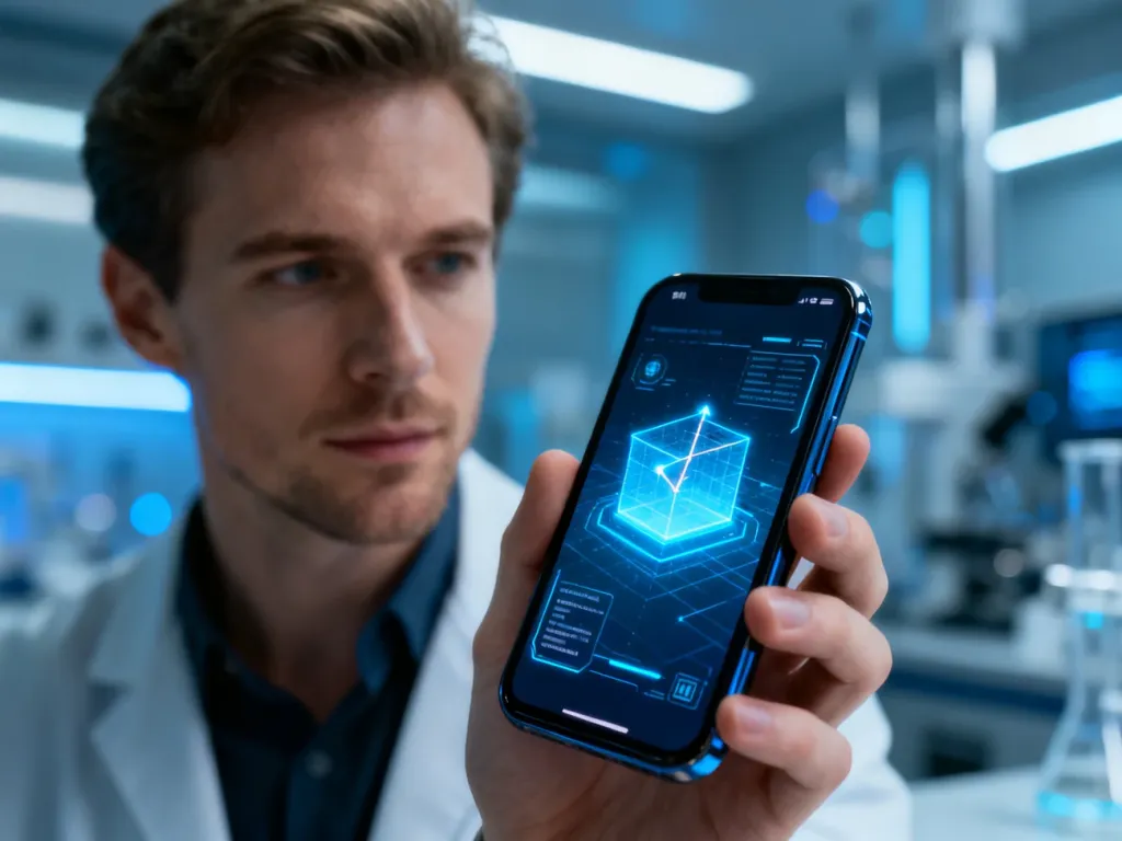 Nowoczesny smartfon z wyświetloną trójwymiarową nawigacją, obrazujący działanie żyroskopu w urządzeniu mobilnym.