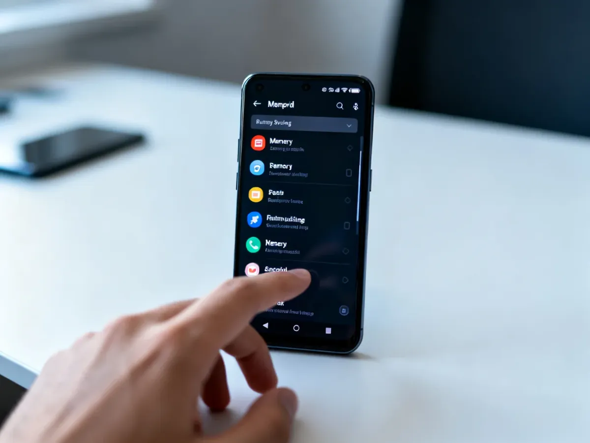 Ekran telefonu z listą uruchomionych usług i aplikacji