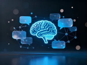 Płyta główna komputera z podświetlanymi podzespołami na tle wykresów diagnostycznych systemu.