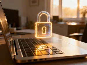 Dwa monitory na biurku z symbolami przeglądarek Edge i Firefox, obrazujące porównanie ich możliwości.