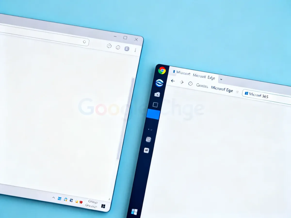 Porównanie Chrome i Edge na ekranie komputera