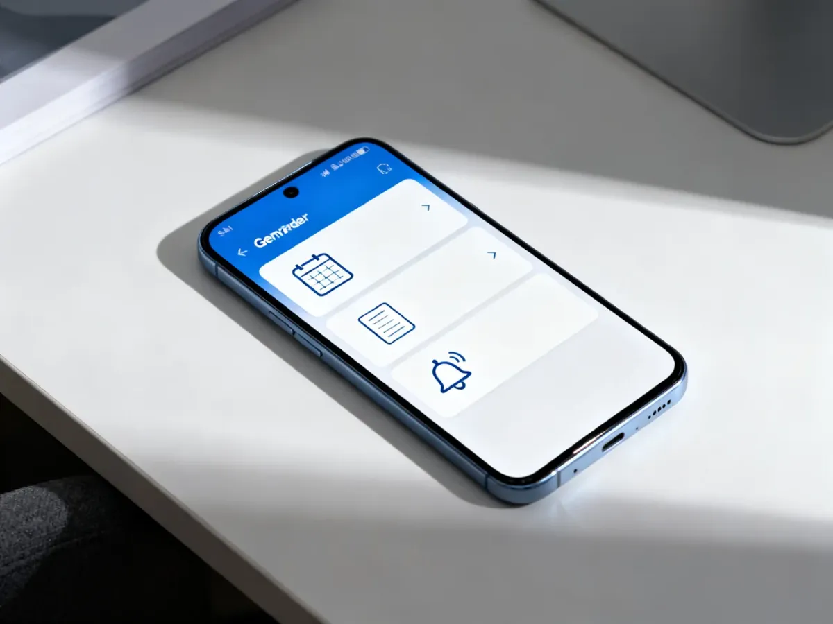 Smartfon z aplikacją przypomnień i widocznymi zadaniami oraz powiadomieniami