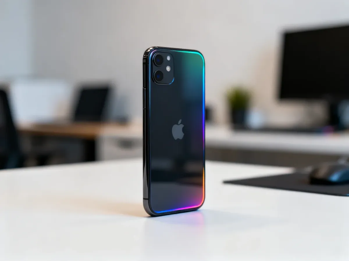 Nowoczesny iPhone na minimalistycznym biurku