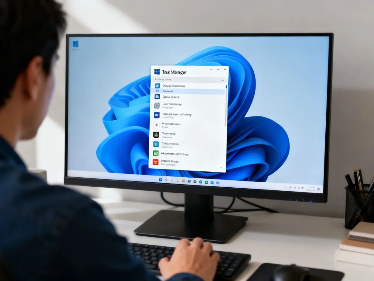 Menedżer zadań Windows 11 z listą aplikacji uruchamianych przy starcie