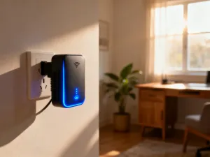 Smartfon z ikoną tarczy na ekranie, symbolizującą bezpieczne uwierzytelnianie biometryczne w usłudze Samsung Pass.