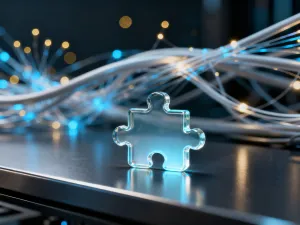 Świecący cyfrowy model Ziemi na biurku, symbolizujący globalny rozwój i zrównoważone technologie.