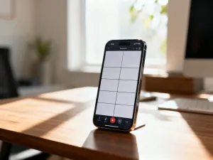 Smartfon z interfejsem bankowości cyfrowej leżący na biurku, ilustrujący proces zakładania konta w aplikacji.