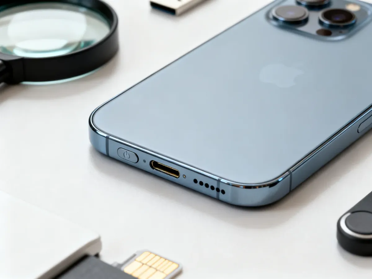 Physical inspection of an iPhone’s body and components