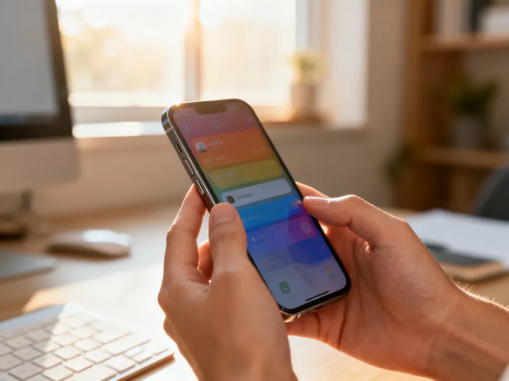 Dłonie trzymające nowoczesny smartfon podczas wykonywania zrzutu ekranu za pomocą przycisków bocznych.