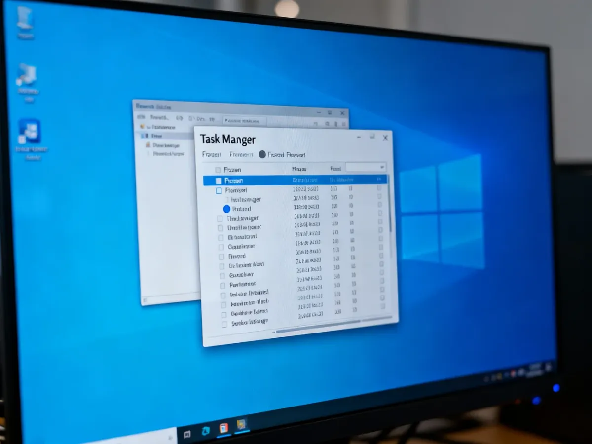 Menedżer zadań Windows z zaznaczoną zawieszoną aplikacją