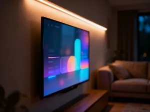 Smartfon leżący na biurku z widocznym na ekranie podświetlonym przyciskiem wyłączania, symbolizującym dezaktywację Meta AI.