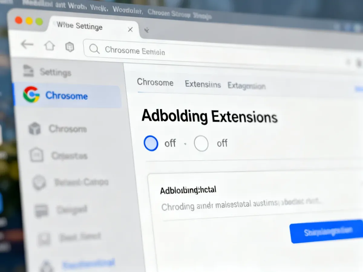 Ustawienia rozszerzeń Chrome z wyłączonym blokerem reklam