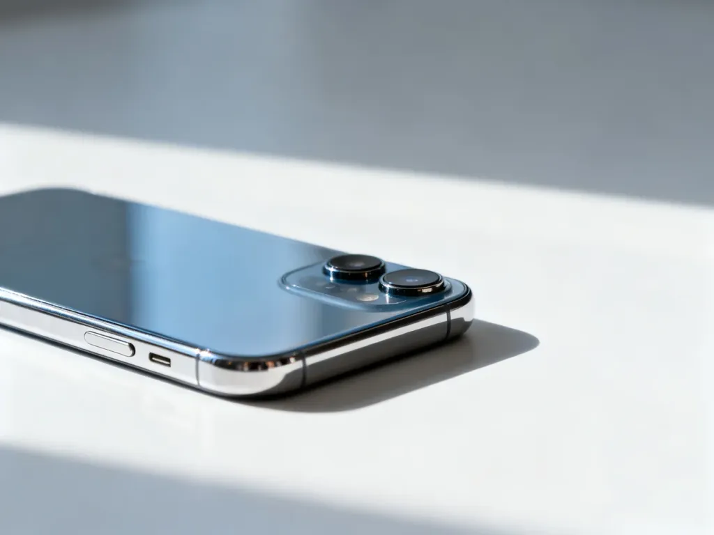 Zbliżenie na detale obudowy i aparat iPhone’a, podkreślające wysoką jakość wykonania oryginalnego urządzenia.
