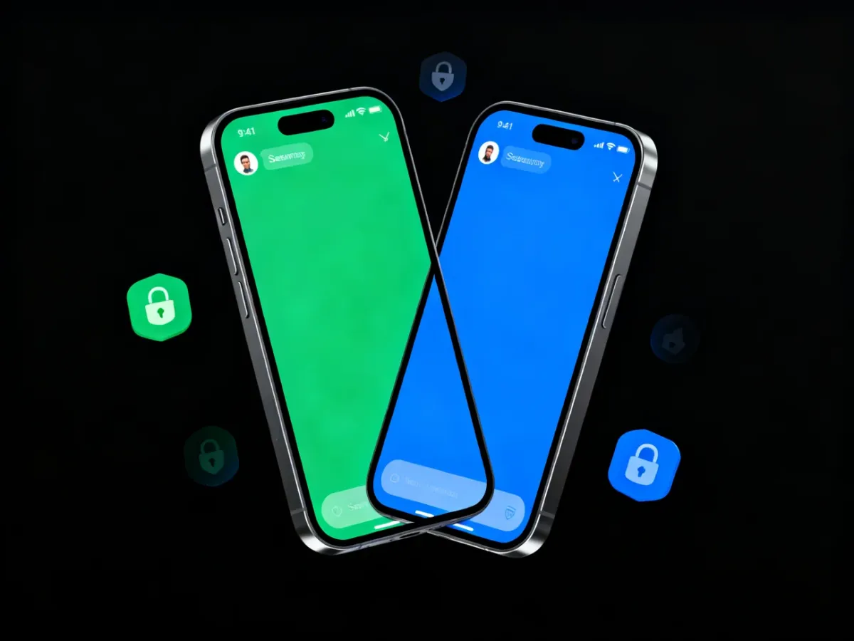 Smartfon symbolizujący porównanie komunikatorów WhatsApp i Signal oraz prywatność rozmów