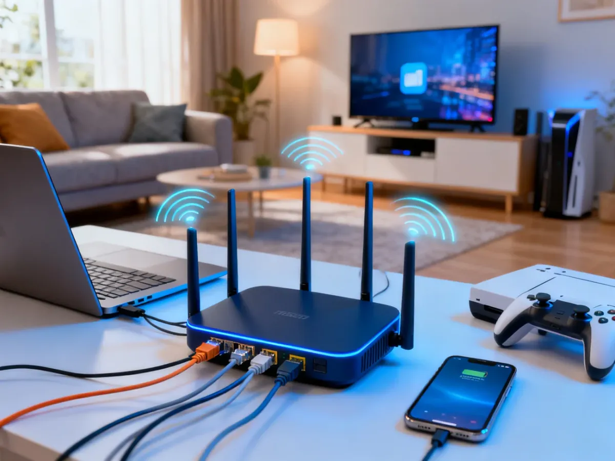 Router rozdzielający internet na urządzenia w domu