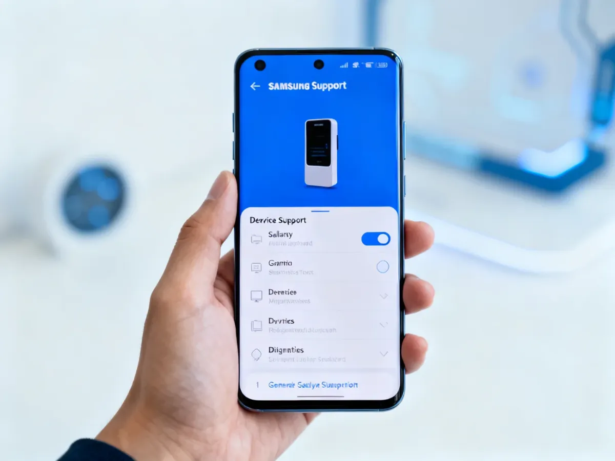 Smartfon Samsung Galaxy z aplikacją wsparcia i diagnostyki urządzenia