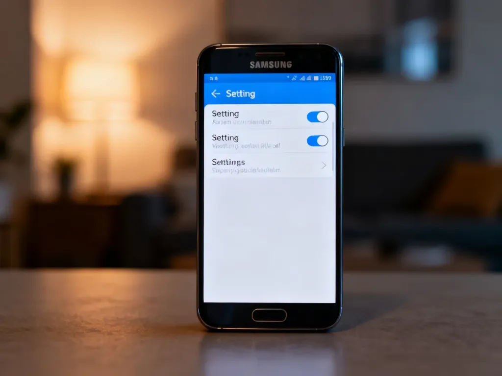 Ekran smartfona Samsung z ustawieniami, na którym wyłączany jest przełącznik funkcji.