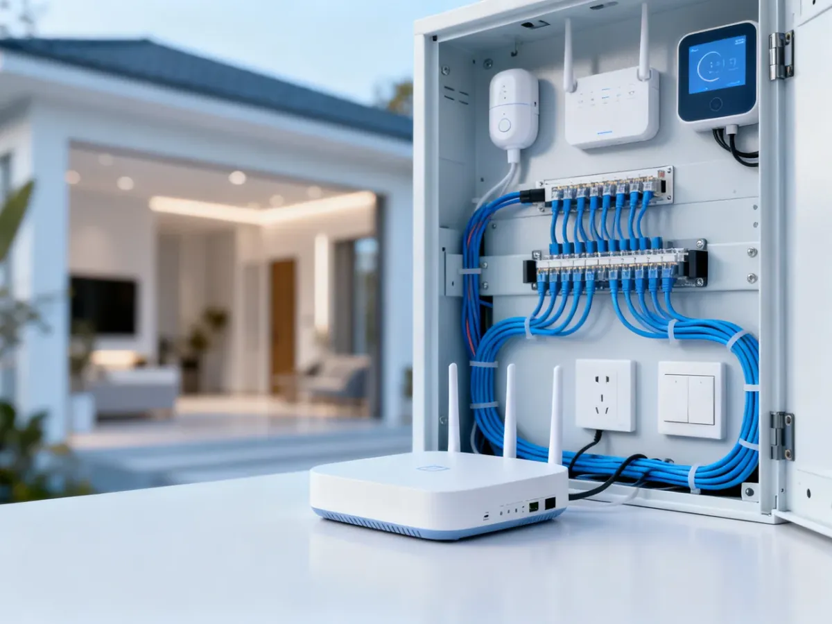 Centrala smart home i elementy instalacji automatyki domowej