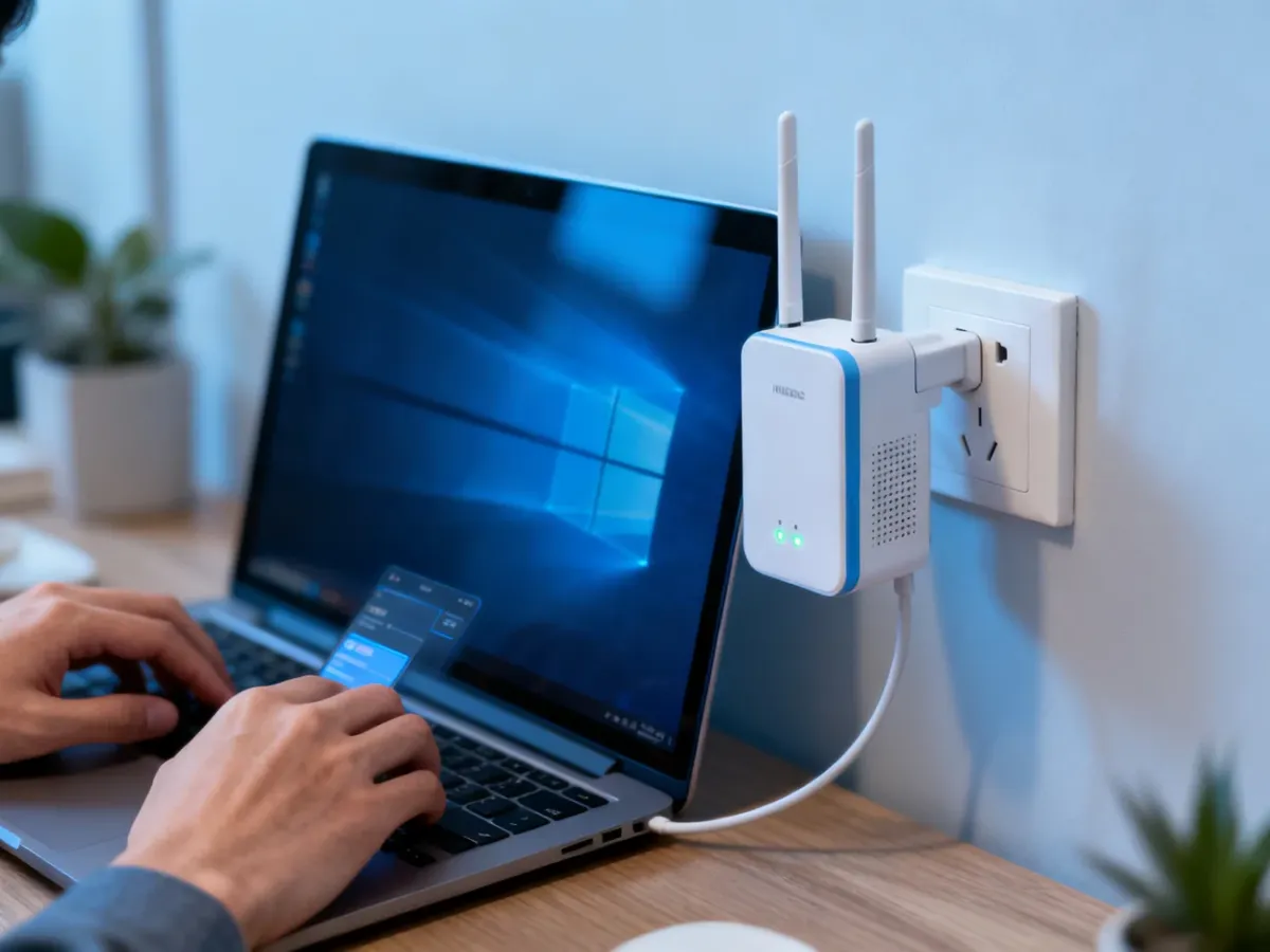 Konfiguracja wzmacniacza WiFi przez panel WWW na laptopie