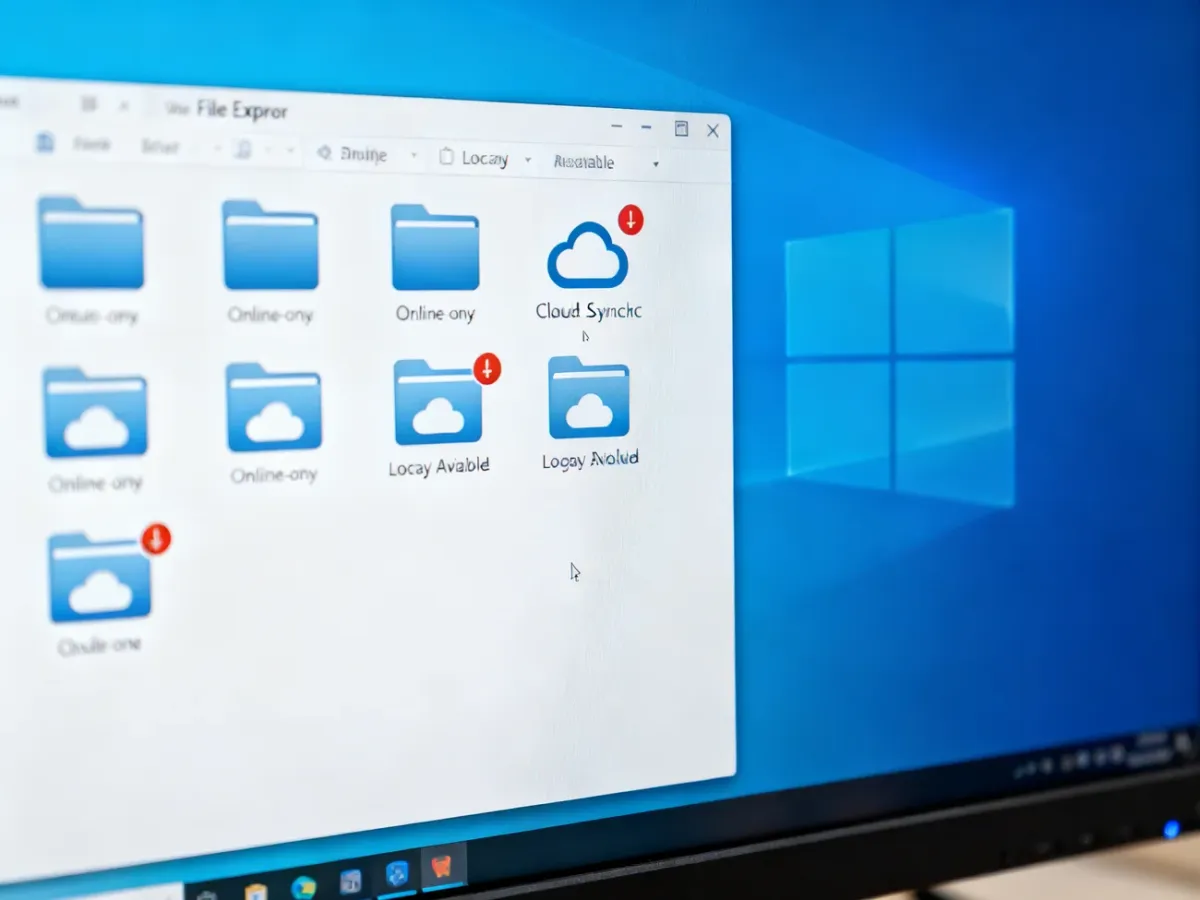 Eksplorator plików z folderami synchronizowanymi z chmurą OneDrive