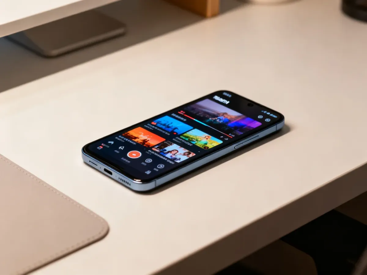 Smartfon Xiaomi z aplikacją do odtwarzania i zarządzania filmami