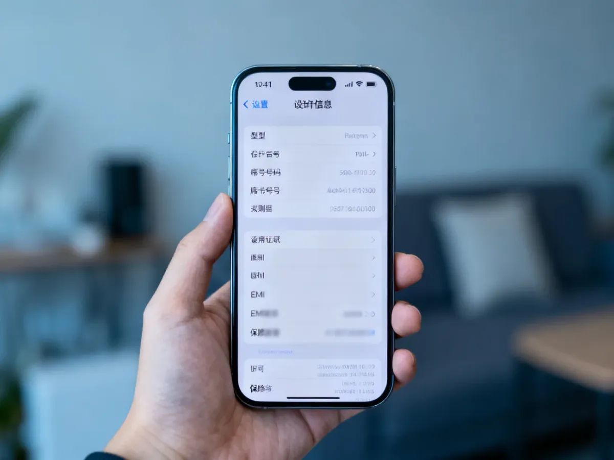 Smartfon z otwartym ekranem informacji o urządzeniu