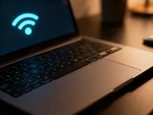 Ekran smartfona z minimalistyczną listą zadań i powiadomieniami na tle biurka, ilustrujący funkcję przypomnień.