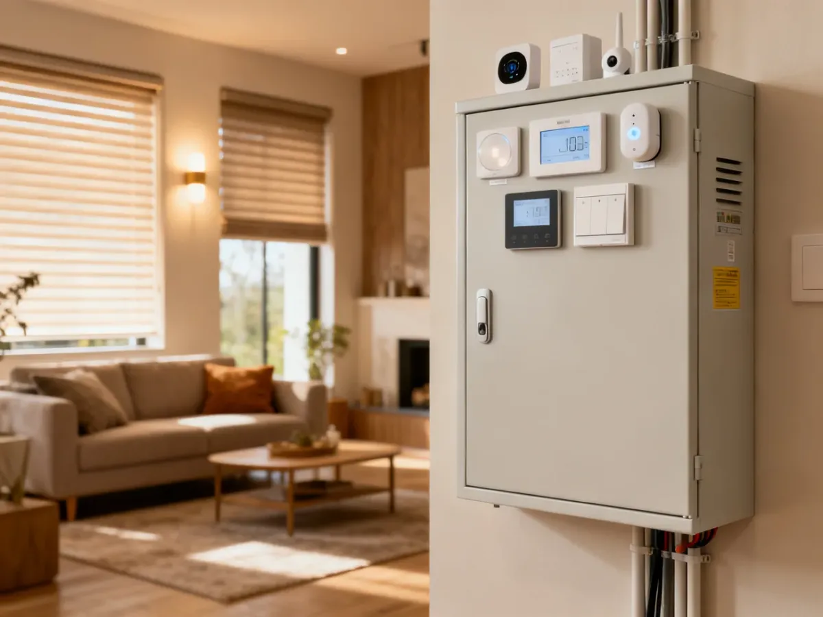 Zintegrowany system smart home sterujący instalacjami w nowoczesnym domu