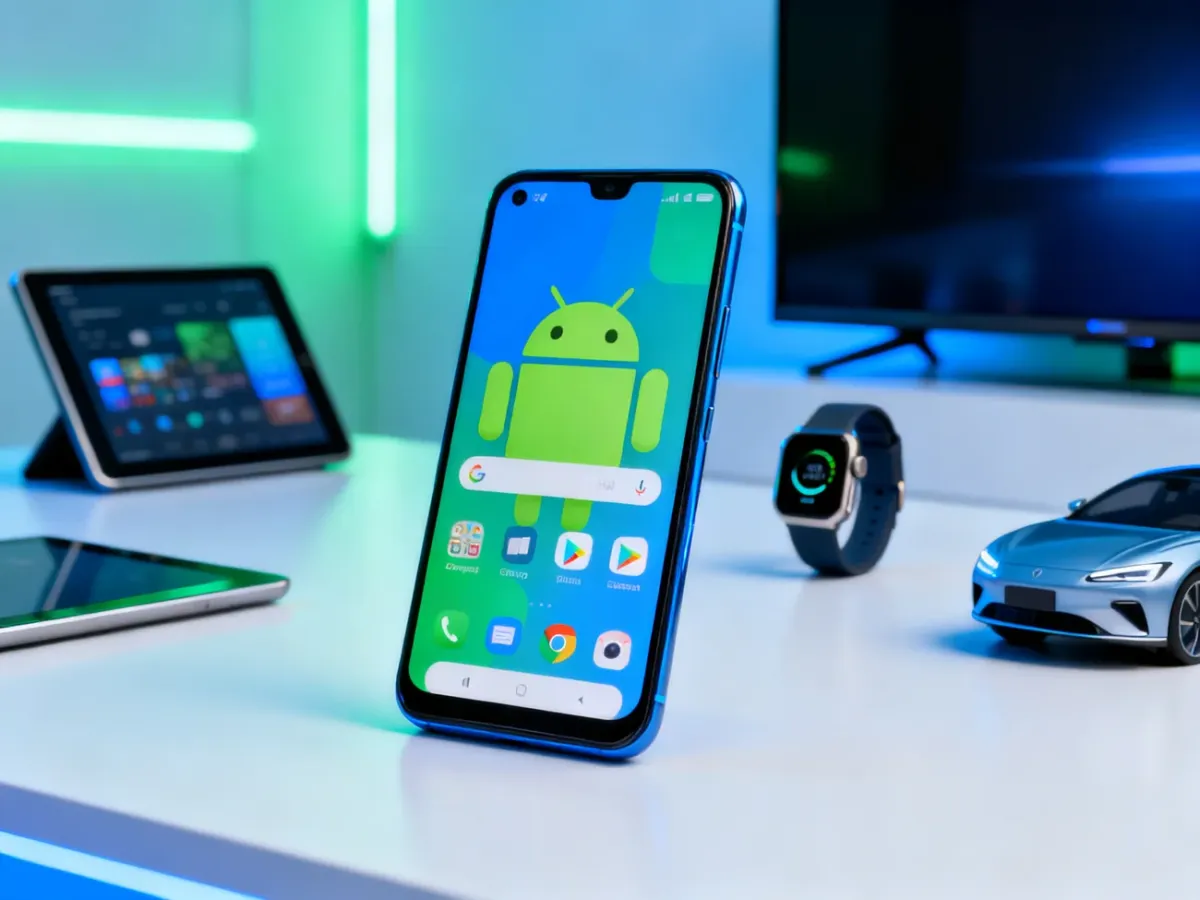 Smartfon z systemem Android na tle innych urządzeń elektronicznych