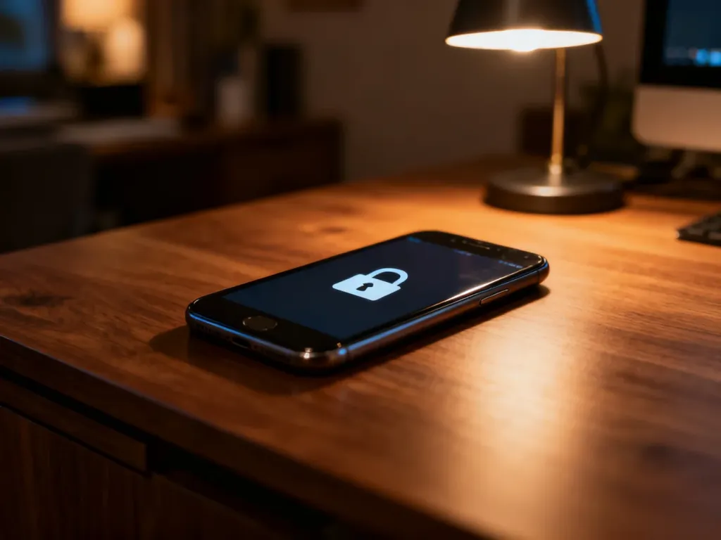 Smartfon z ikoną kłódki na ekranie, symbolizujący proces odzyskiwania dostępu do zabezpieczonego konta na Facebooku.