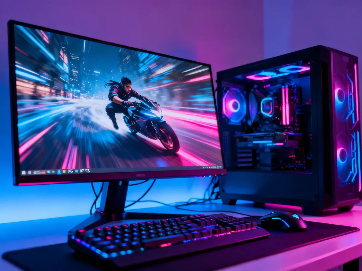 Monitor Fast IPS na stanowisku gamingowym