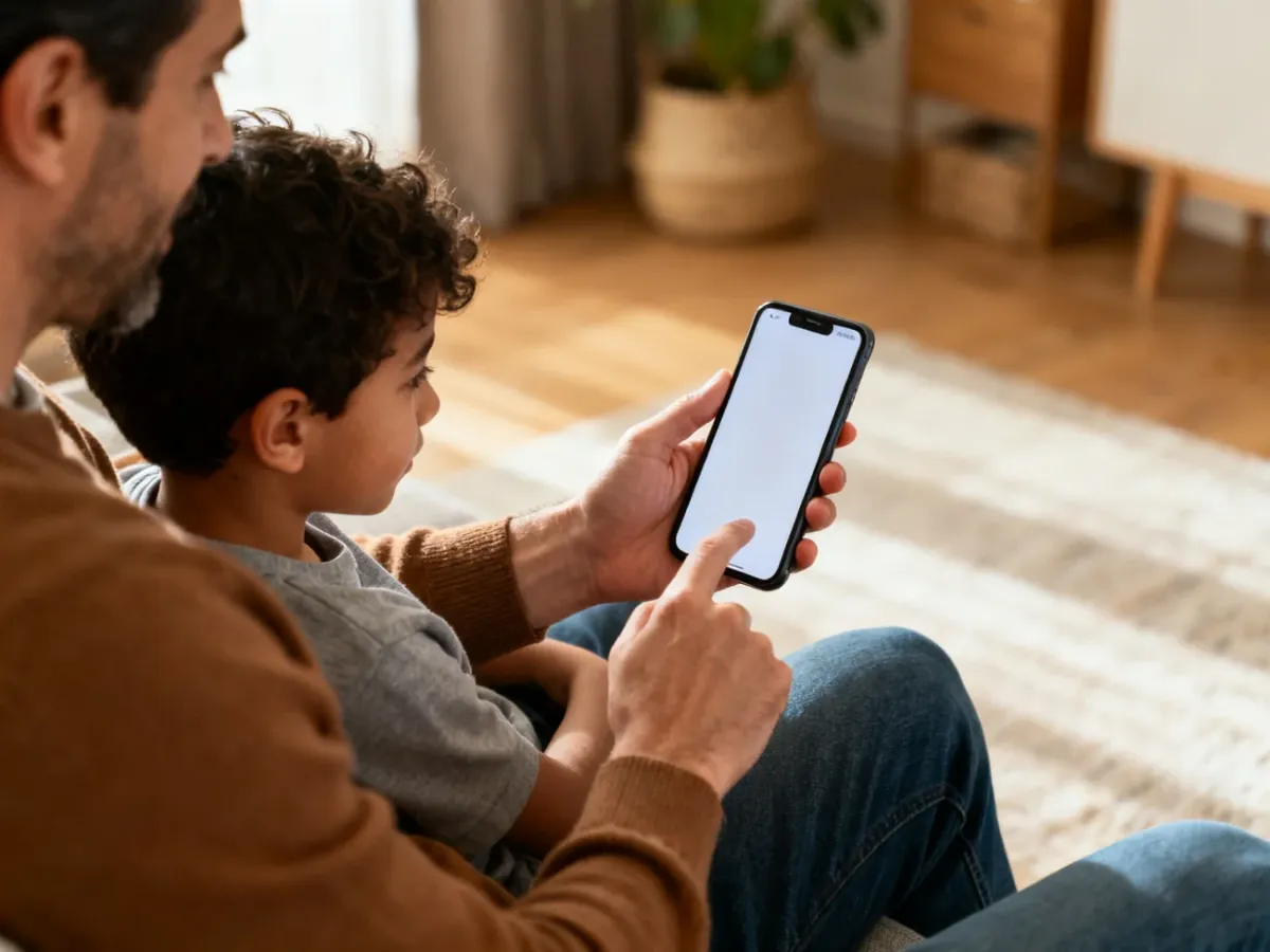 Rodzic konfigurujący kontrolę rodzicielską na smartfonie
