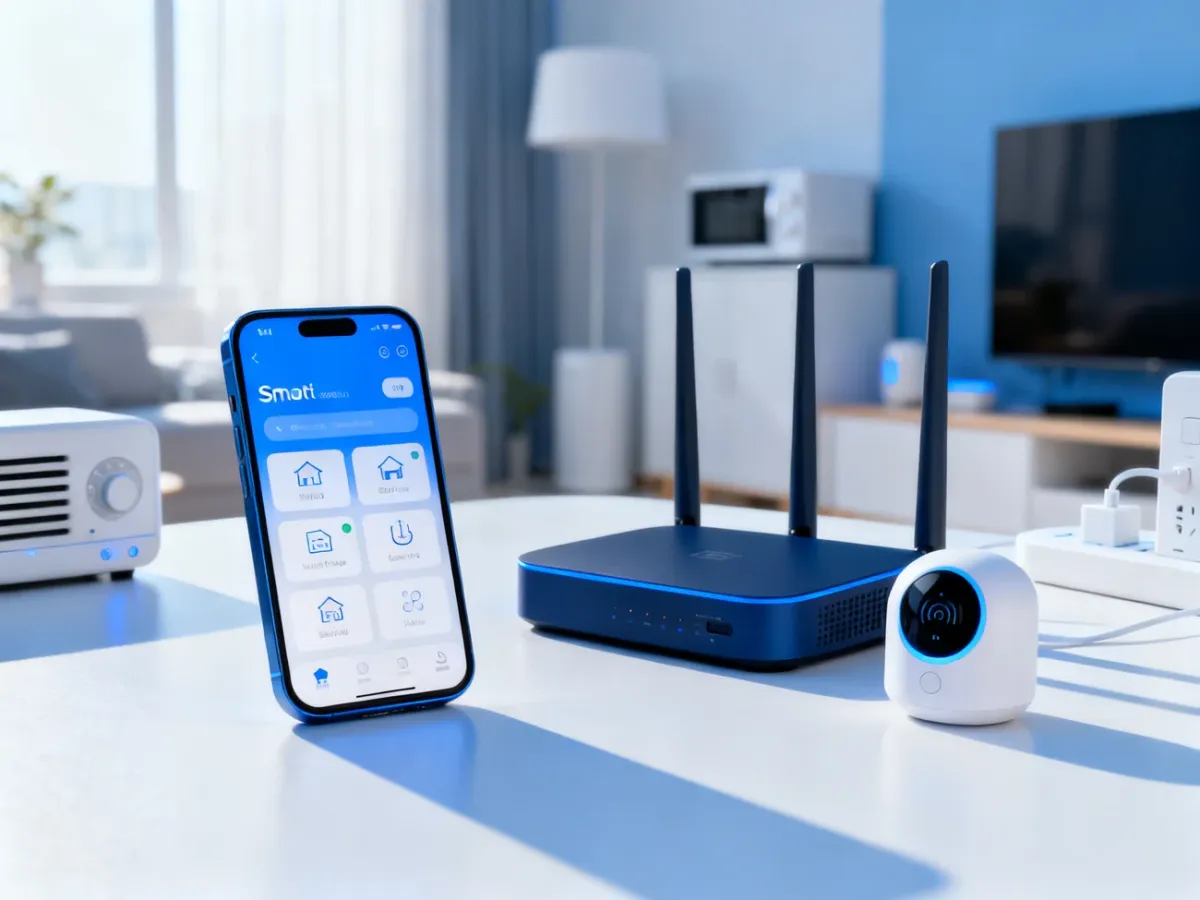 Smartfon, router Wi-Fi i urządzenia inteligentnego domu