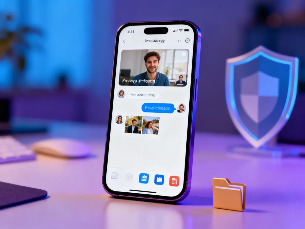 Smartfon z komunikatorem do wiadomości, rozmów wideo i udostępniania plików