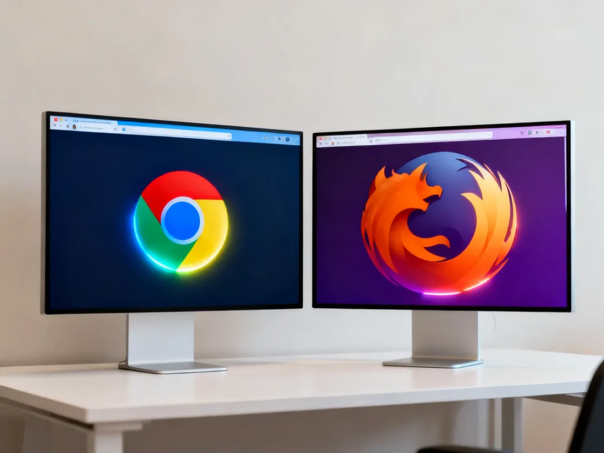 Porównanie dwóch przeglądarek internetowych na monitorze komputera