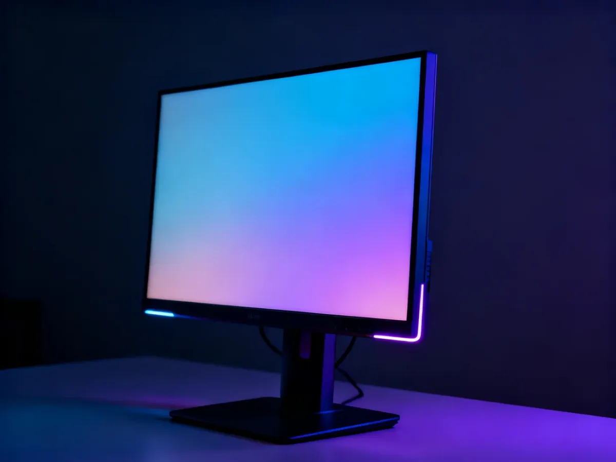 Monitor IPS oglądany pod kątem z widocznymi stabilnymi kolorami