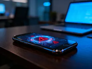 Wysokiej klasy słuchawki bezprzewodowe i smartfon z odtwarzaczem muzyki na biurku, podkreślające jakość dźwięku w Tidal.